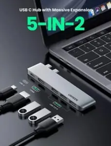 هاب USB-C یوگرین 5 در 2 برای مک‌بوک پرو HDMI 4K و Thunderbolt 3